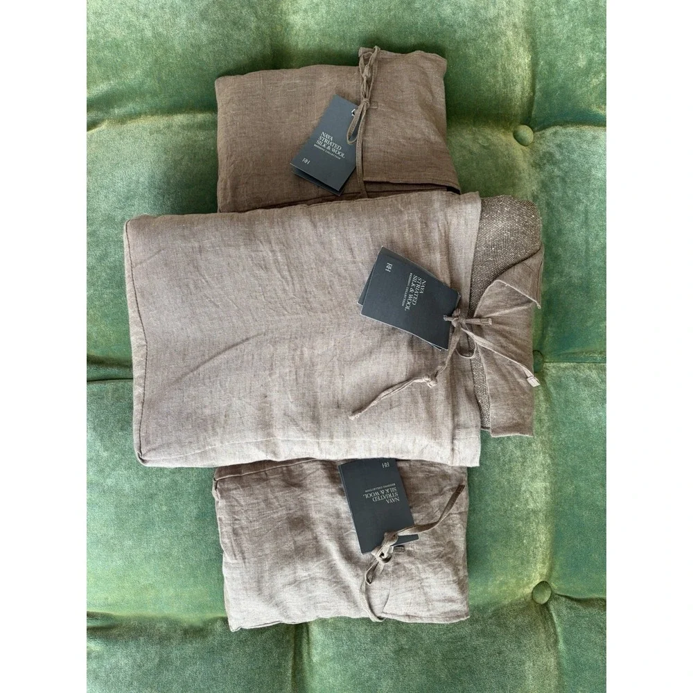 Restoration Hardware RH $2,500 NWT NAYA SILK & WOOL DUVET COVER & 2 SHAMS SET